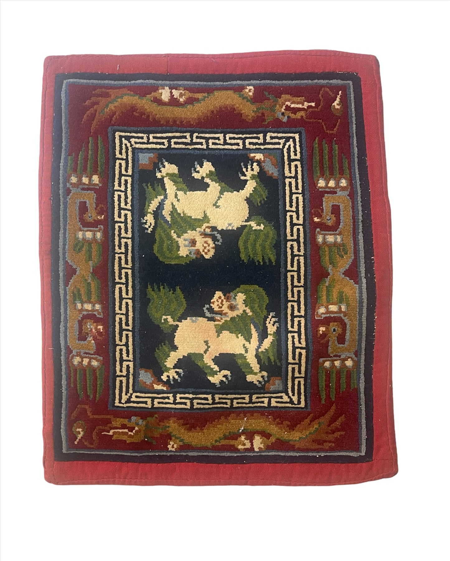 A vintage Tibetan meditation rug / saddle rug topper
