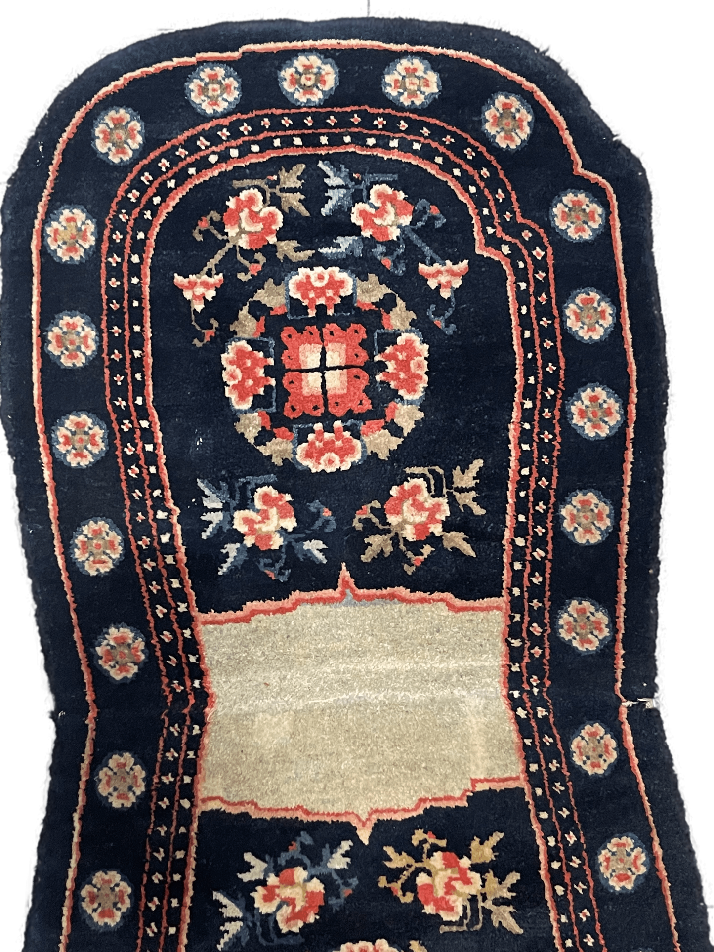 A vintage  Tibetan  indigo rounded woolen saddle rug