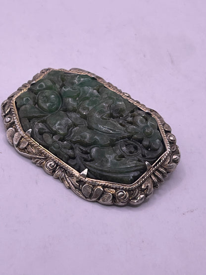 Large vintage  jade brooch