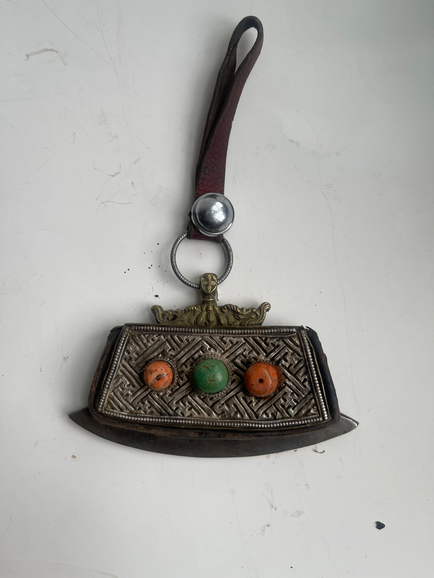 Antique Tibetan belt pendants- mechak or flint purses
