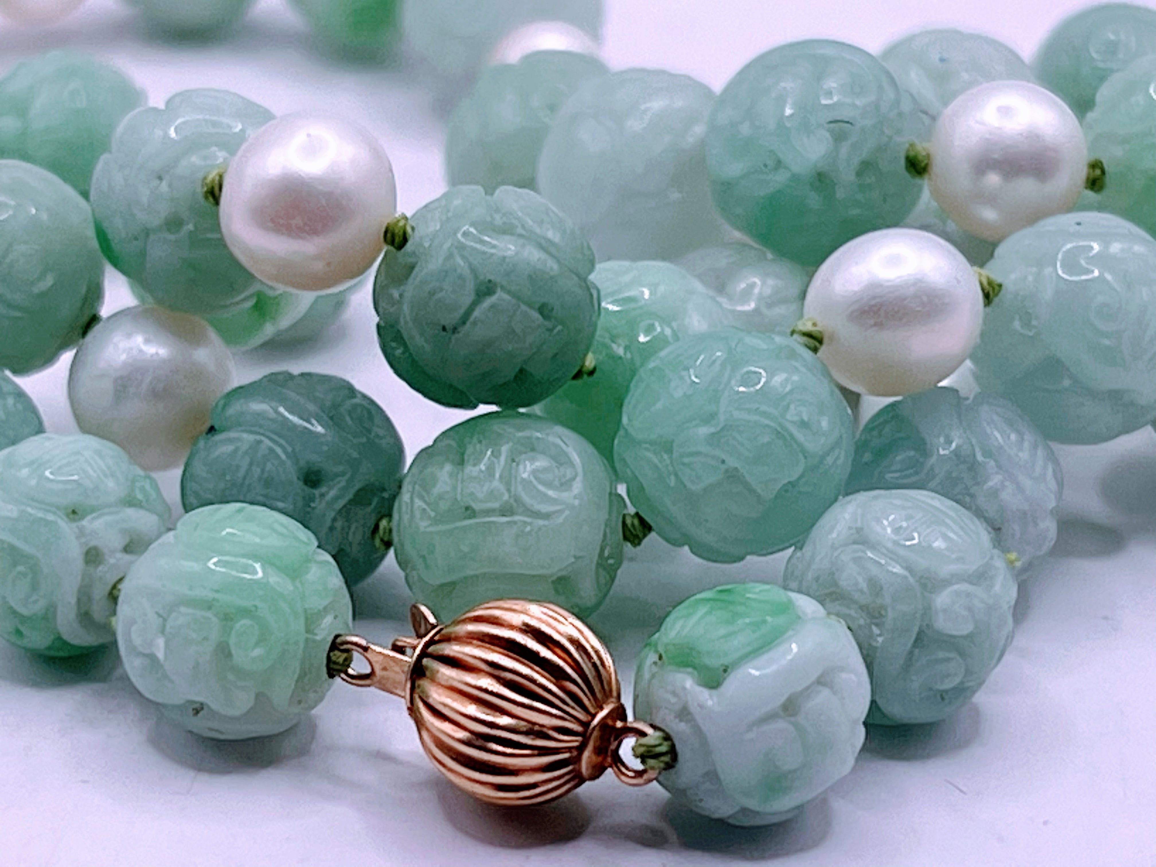 Gold polish kundan, ruby and green pendant with pearls and jade beads –  House of Taamara