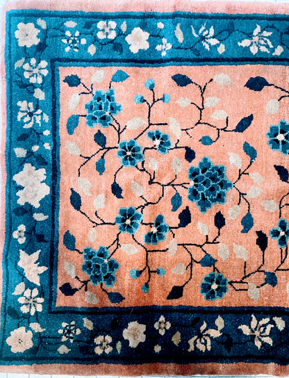 An antique handwoven Chinese rug
