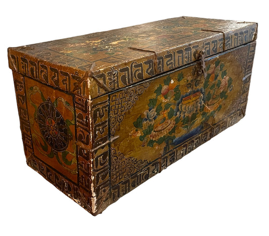 An antique Tibetan wooden chest