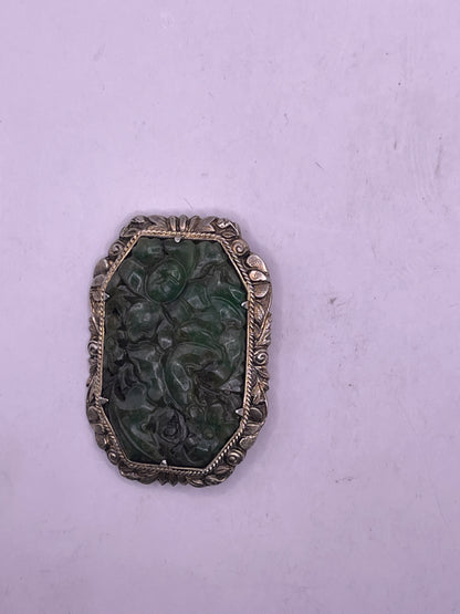 Large vintage  jade brooch