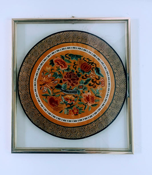 A framed embroidered 19th Century rank badge