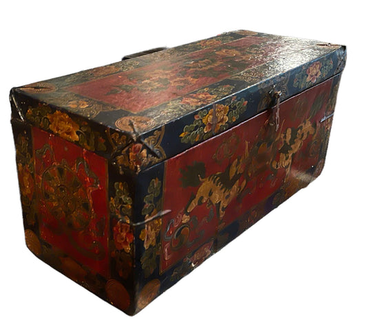 An antique Tibetan wooden chest