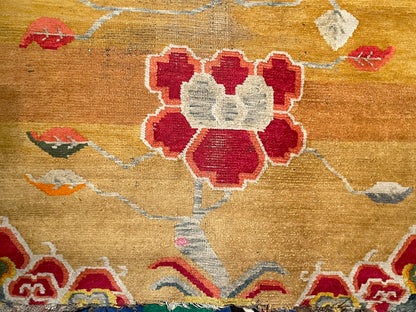 19th C./20th Century rare antique Tibetan floral rug