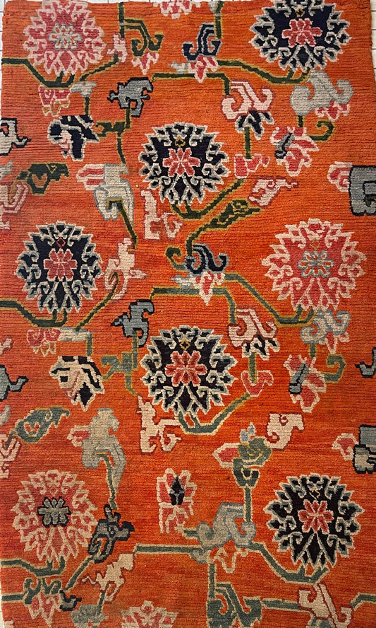 A rare 19th C./20th Century rare antique Tibetan floral rug