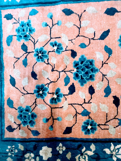An antique handwoven Chinese rug