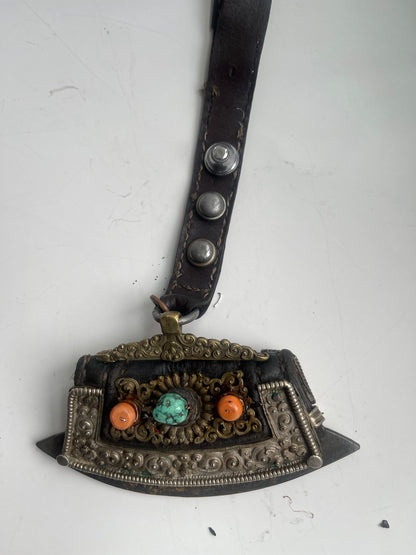 Antique Tibetan belt pendants- mechak or flint purses