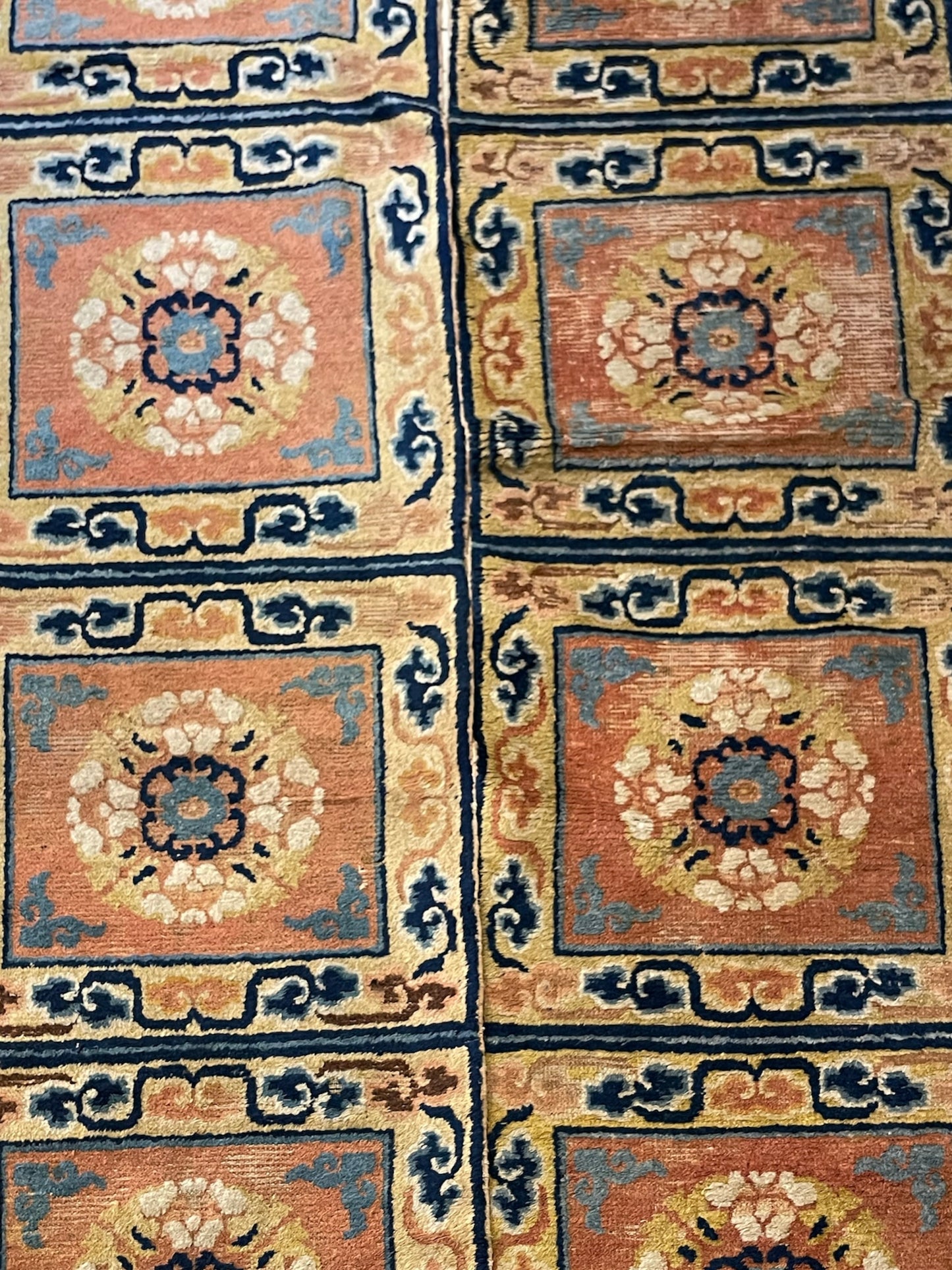 A pair of antique monastery runner carpets