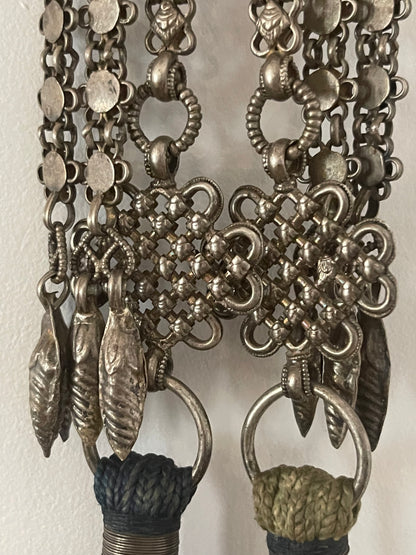 Late 19th C. Silver chatelaine with chains