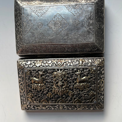 An antique Bhutanese betel nut silver box
