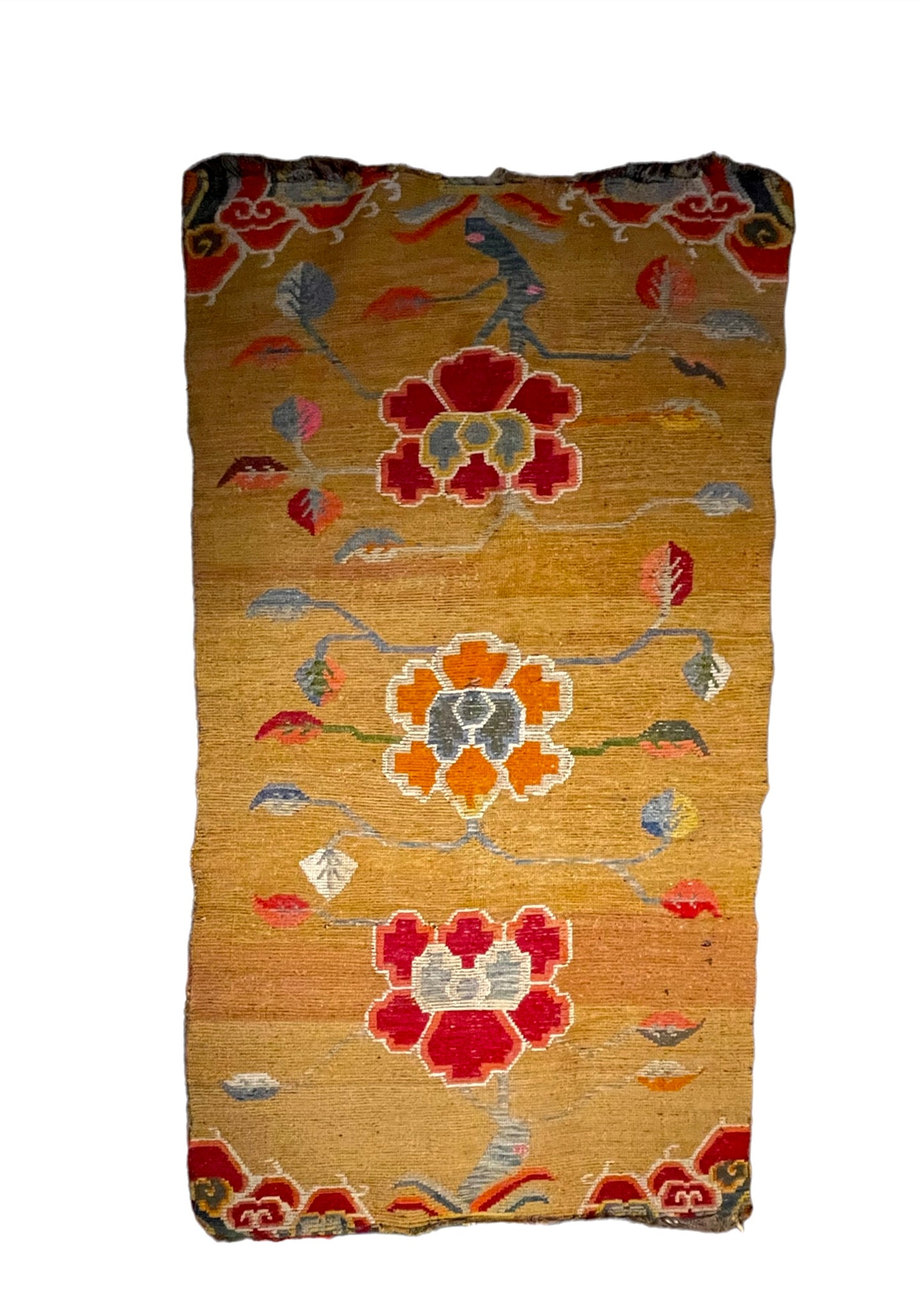 19th C./20th Century rare antique Tibetan floral rug