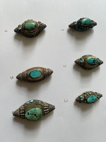 Antique Tibetan Turquoise hair beads