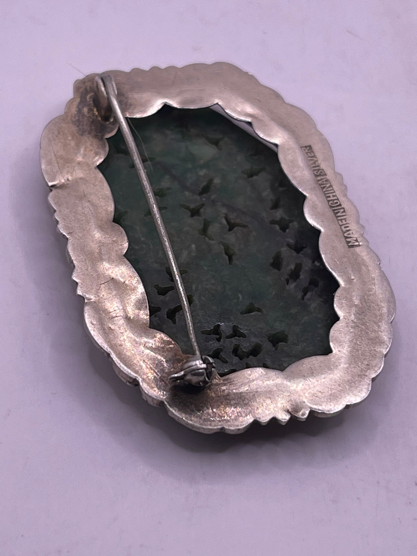 Large vintage  jade brooch
