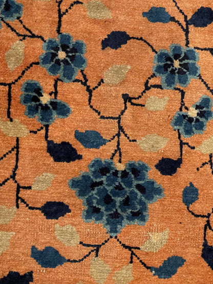 An antique handwoven Chinese rug