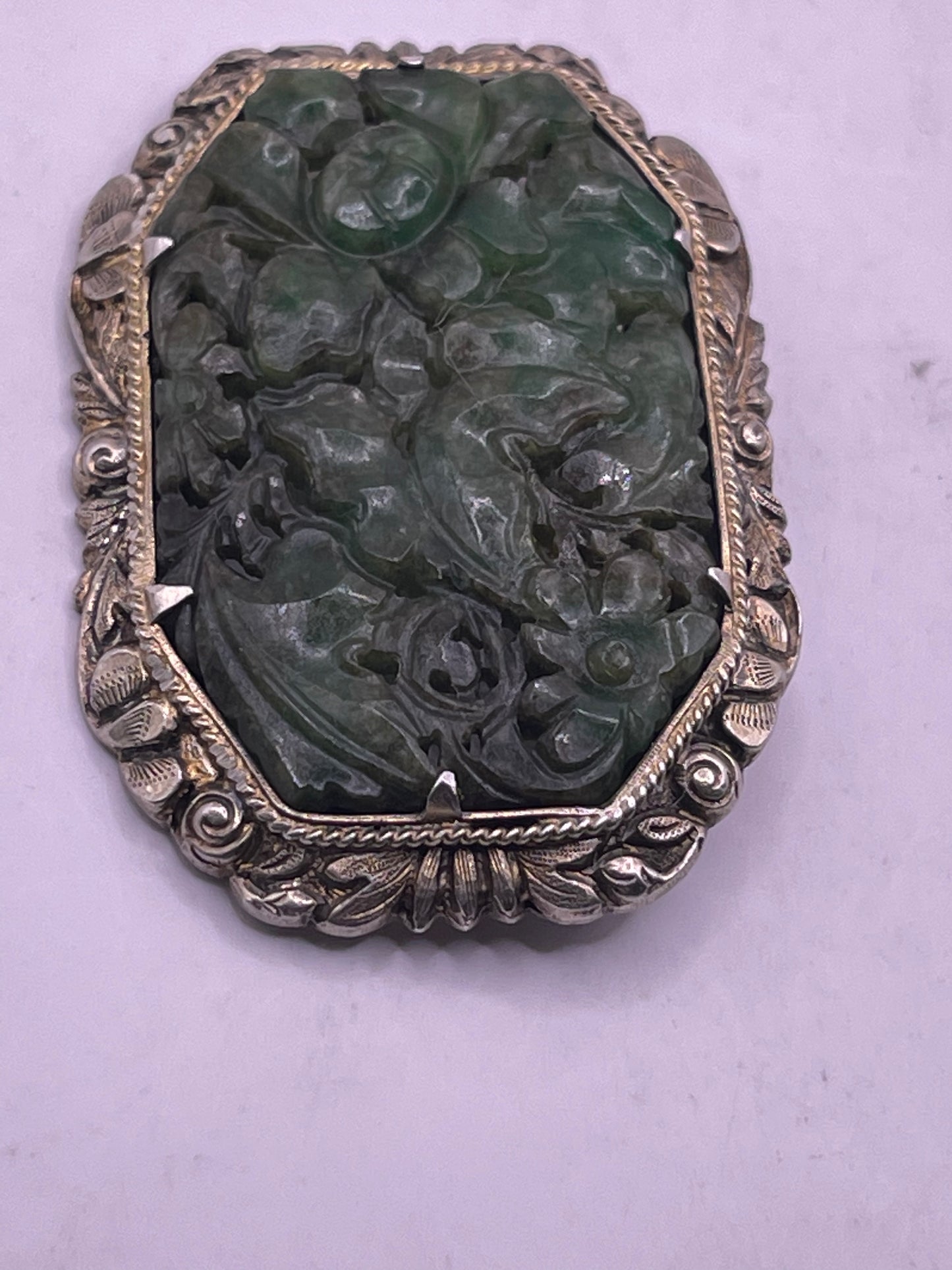 Large vintage  jade brooch