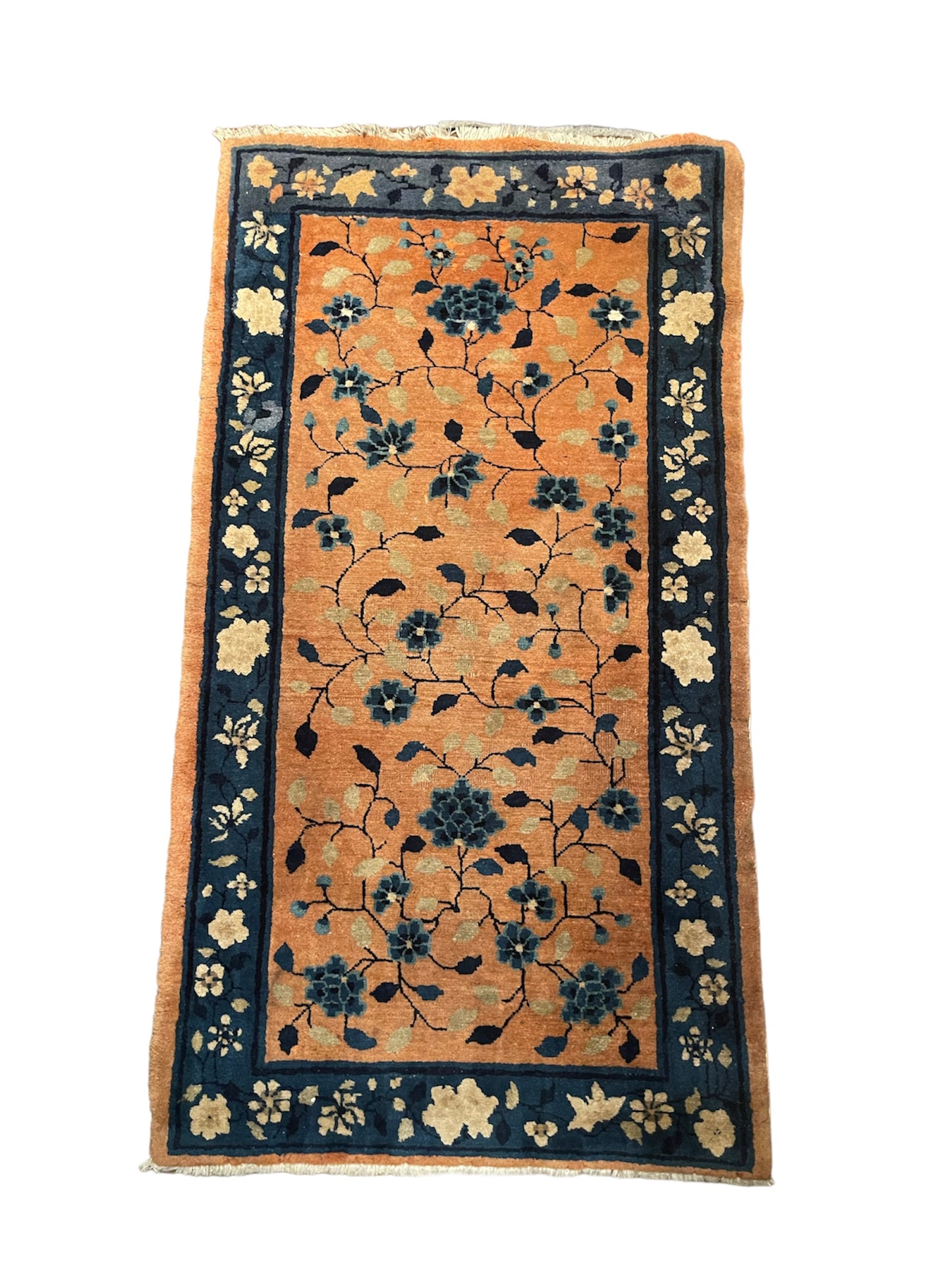 An antique handwoven Chinese rug