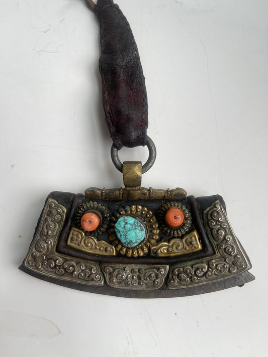 Antique Tibetan belt pendants- mechak or flint purses