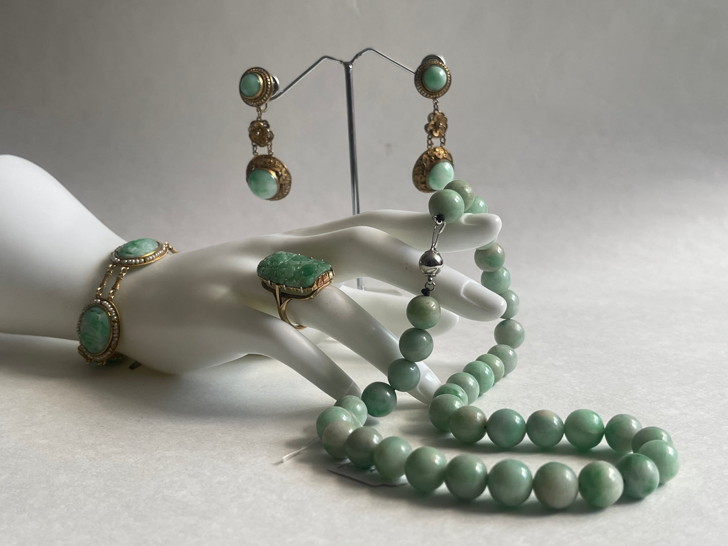 A pair of antique jade earrings