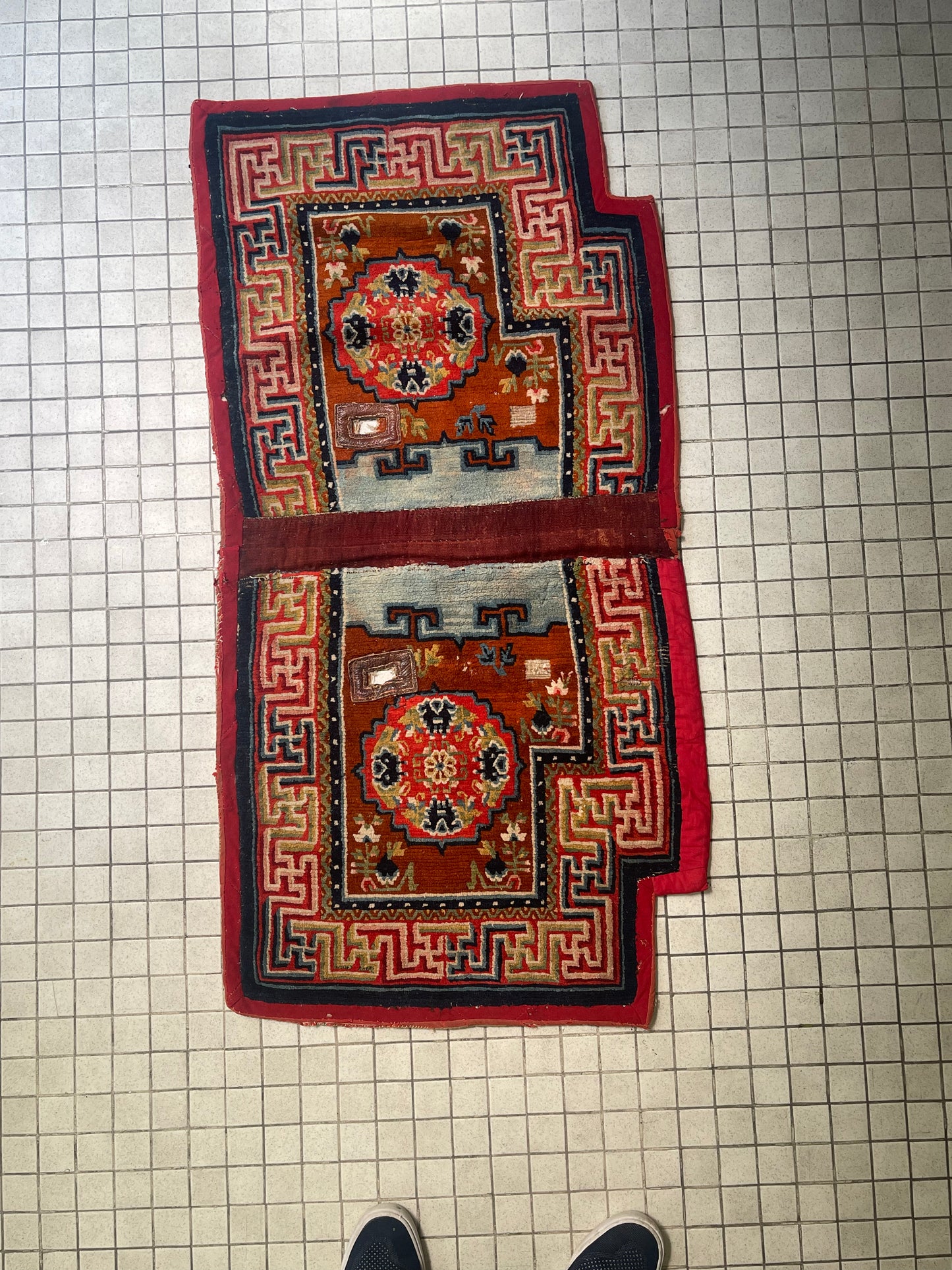 An antique Tibetan saddle rug