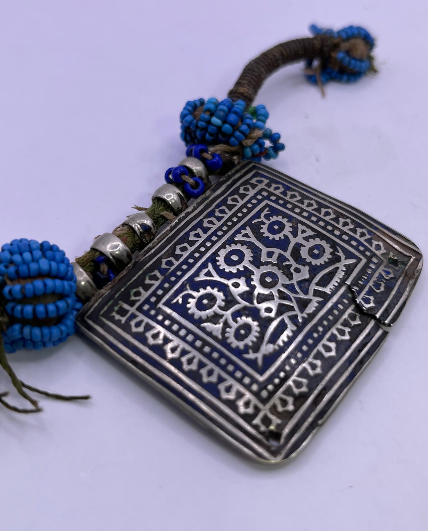 Vintage silver niello pendant from Multan