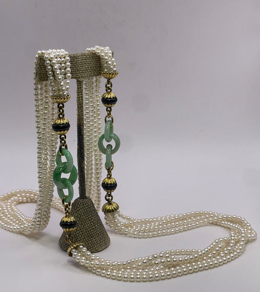 Jade and pearl necklace