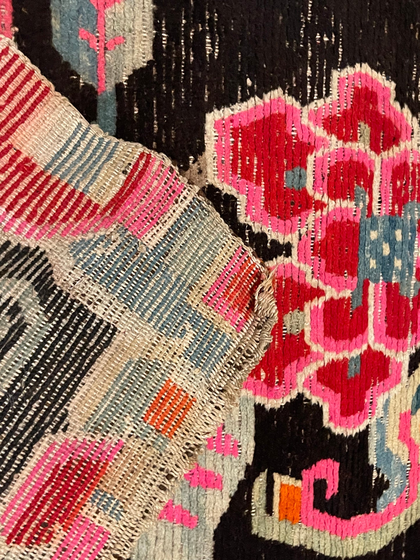 Antique  Tibetan floral motif rug