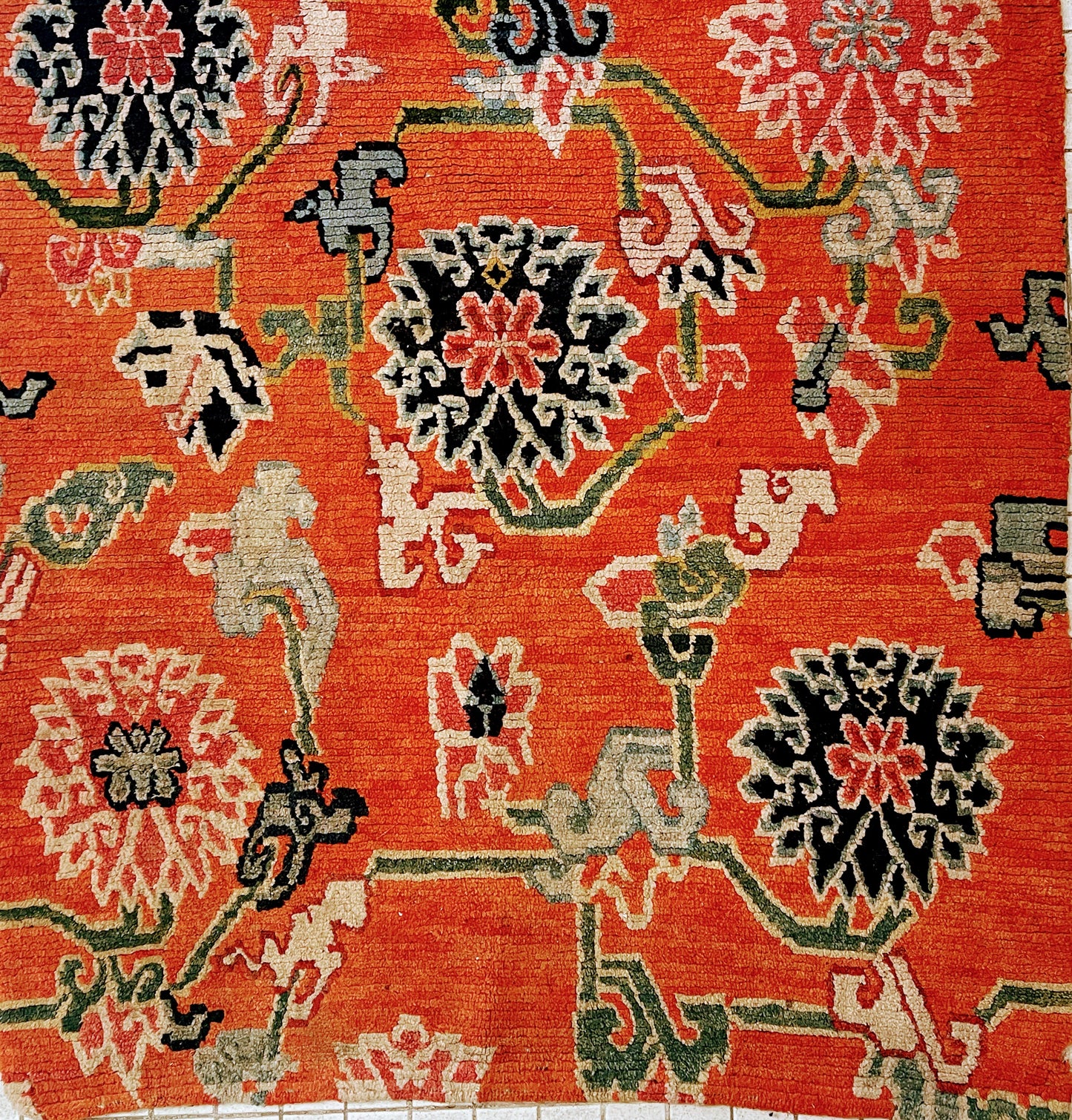 A rare 19th C./20th Century rare antique Tibetan floral rug