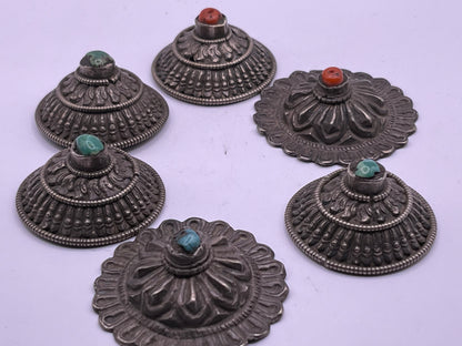 Antique silver hair beads